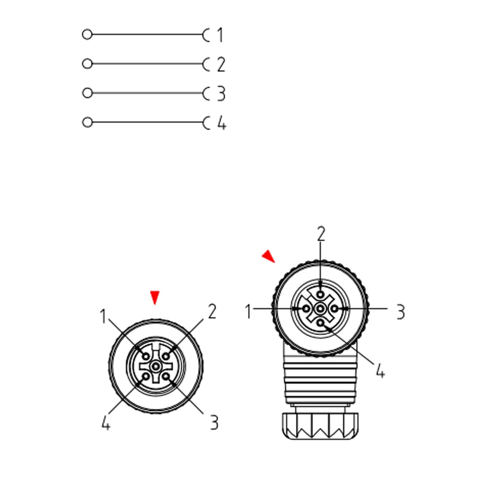 M12 Straight Female Field Wireable Connector With Screw Terminalpg7 Cable Gland Black 4 Pole 2750